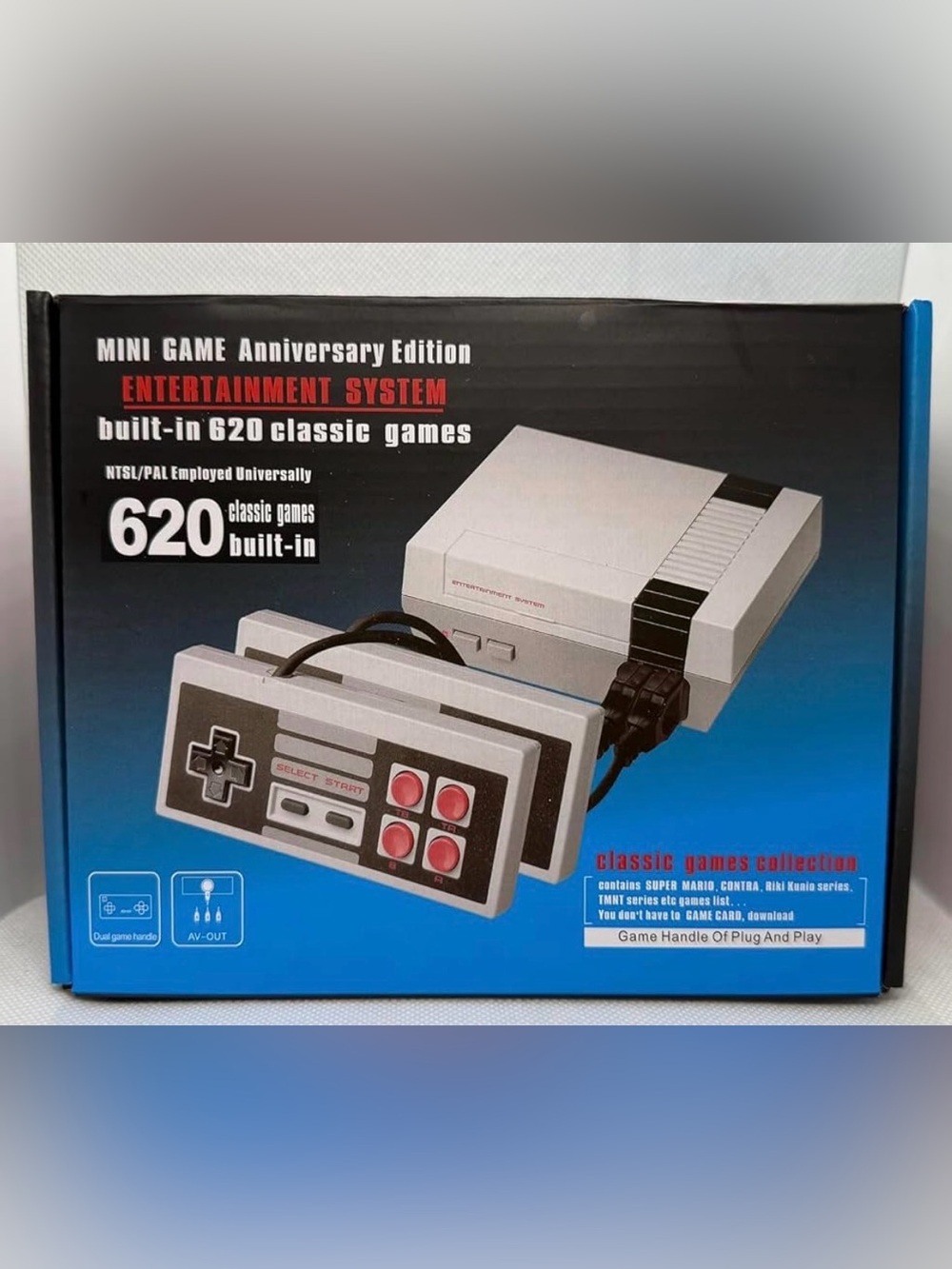 Classic Retro Video Game Console with Gray Controllers - 620 Built-In Games